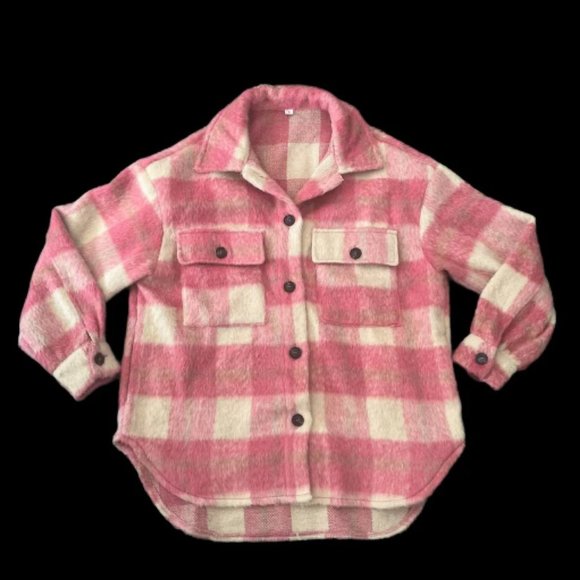 Cherry Blossom Plaid Flannel shirt jacket - Picture 1 of 2